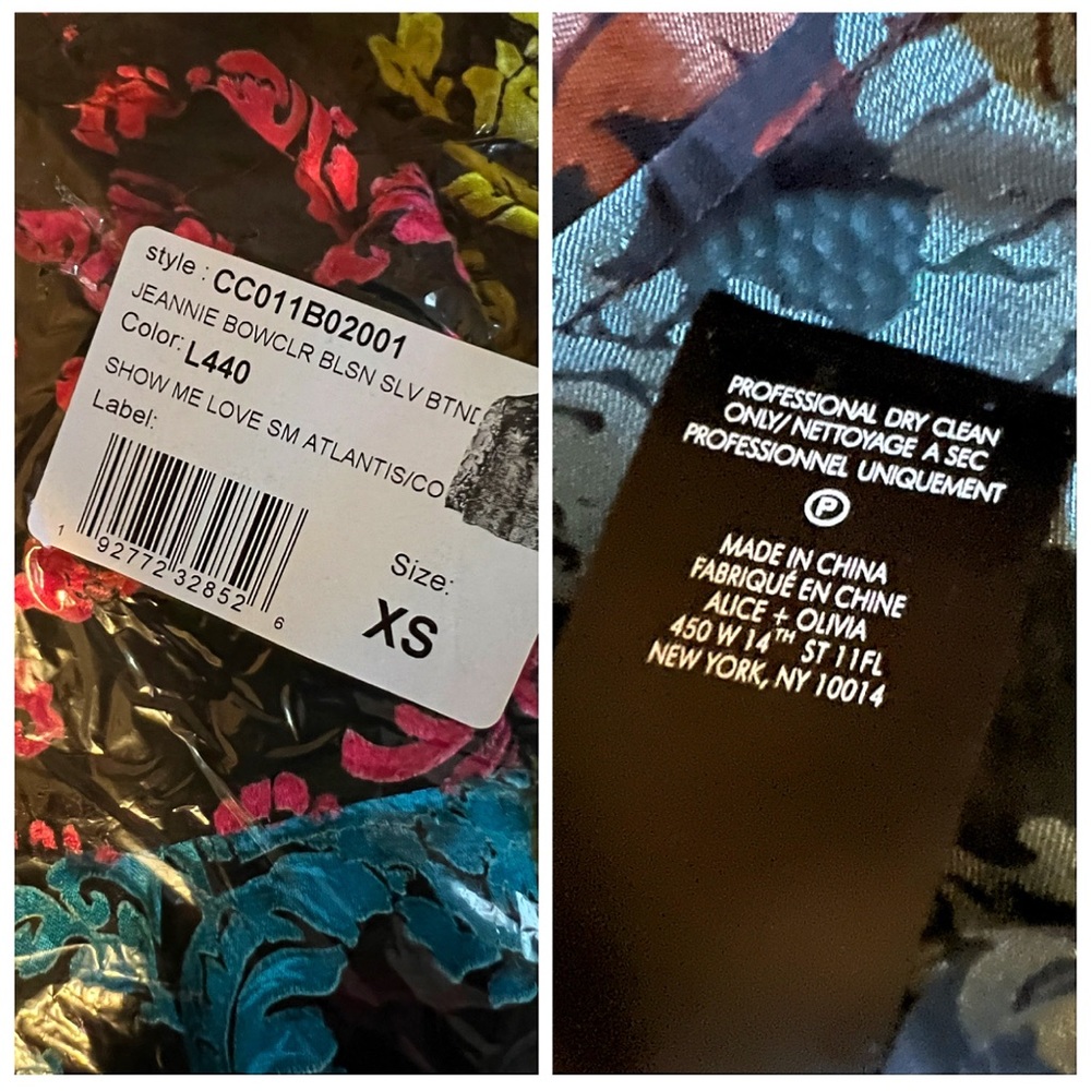 Alice + Olivia Jeannie Tie Neck Floral Blouse Top - Picture 14 of 16
